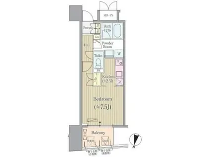 リンデンコート市ヶ谷(1K/8階)の間取り写真