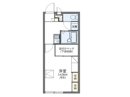 レオパレスハイベリー(1K/2階)の間取り写真