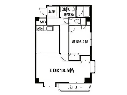エクセルシア池尻(1LDK/2階)の間取り写真
