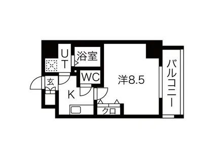 レジデンシア泉(1K/9階)の間取り写真