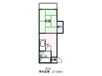 コーポウシオ(1K/3階)の間取り写真