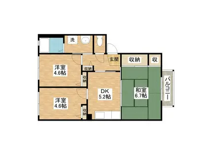 シャーメゾンフェブリエ(3DK/2階)の間取り写真