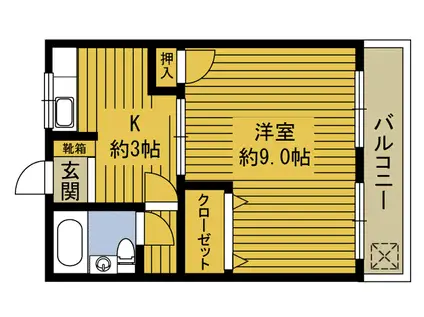 コスモス畑A(1K/2階)の間取り写真