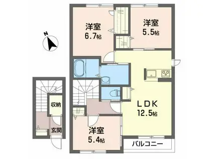 シャーメゾン ソレイユ(3LDK/2階)の間取り写真