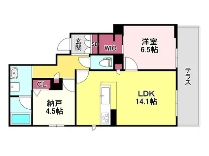 スカイ ウィング(1SLDK/1階)の間取り写真