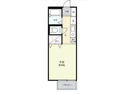 セジュールF A棟(1K/2階)の間取り写真