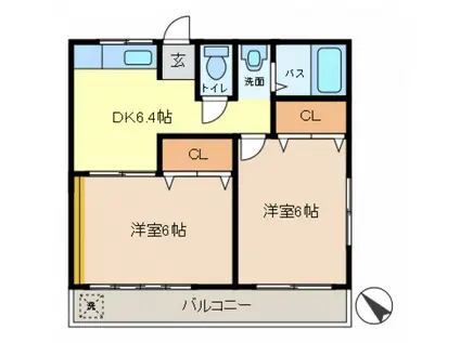 第二小倉コーポ(2DK/2階)の間取り写真