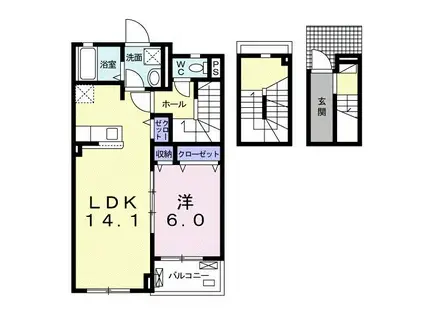 マリンIII(1LDK/3階)の間取り写真