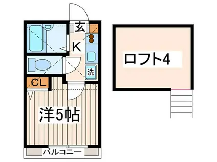 ビジュー富士見台(1K/2階)の間取り写真