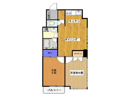 すずらんハイネス(2DK/2階)の間取り写真