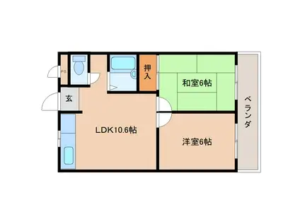 中村ハイツ(2LDK/3階)の間取り写真