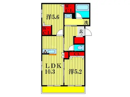 フォーシーズン(2LDK/3階)の間取り写真