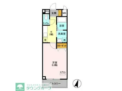 セントラルおおたかの森(1K/2階)の間取り写真