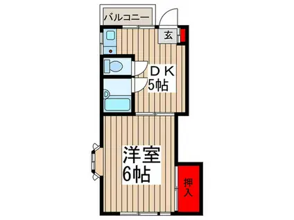 武蔵屋 四番館(1DK/3階)の間取り写真