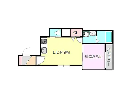 F ASECIA SORA(1LDK/3階)の間取り写真