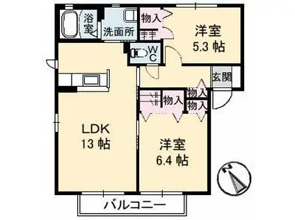 シャーメゾン末広(2LDK/1階)の間取り写真