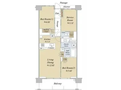 シティハウス吉祥寺北町(2SLDK/5階)の間取り写真