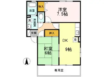 エピナール(2DK/2階)の間取り写真