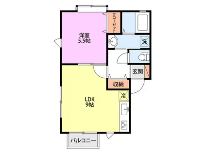 カーサウィング(1LDK/1階)の間取り写真