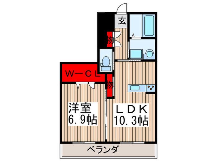 ラディーチェD(1LDK/2階)の間取り写真