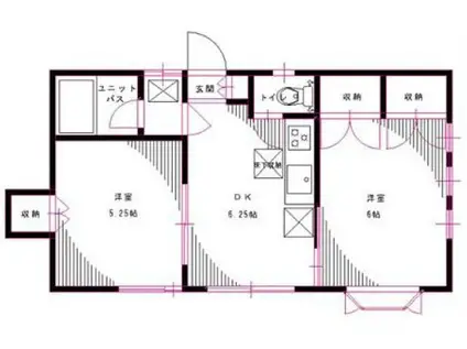 ヒルズ松原322(2DK/2階)の間取り写真