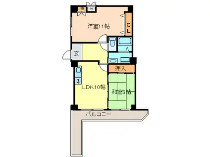 グランピア千船(2LDK/11階)の間取り写真