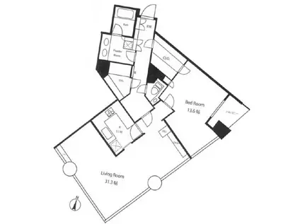 品川Vタワータワー棟(1LDK/35階)の間取り写真