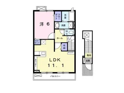 テンダーパレス(1LDK/2階)の間取り写真