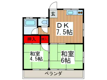 森田荘(2DK/2階)の間取り写真