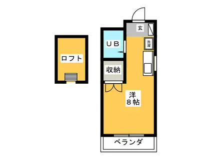 グリーンゲーブル(ワンルーム/3階)の間取り写真