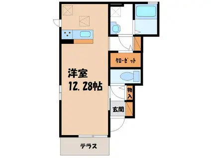 ココタリアII B(ワンルーム/1階)の間取り写真