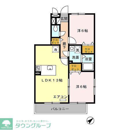 フォリオ春日部(2LDK/2階)の間取り写真
