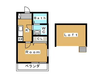 プライムコート上大岡(1K/2階)の間取り写真