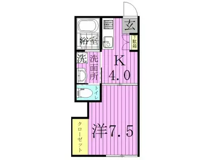 中峠ハイツB2(1K/2階)の間取り写真