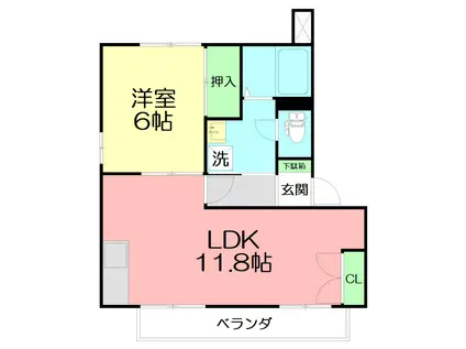 クレール中里(1LDK/2階)の間取り写真