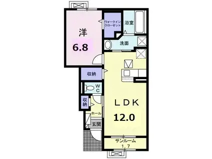 ドミール武生(1LDK/1階)の間取り写真