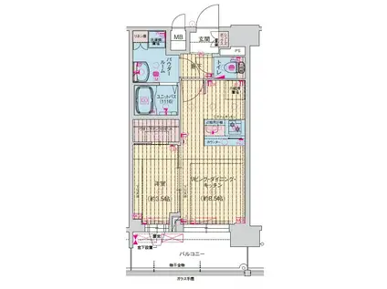 プレサンス大正エミナンス(1LDK/13階)の間取り写真