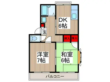 ヒマワリハイツ2(2DK/2階)の間取り写真