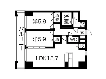 ソレイユ御蔵町(2LDK/8階)の間取り写真