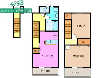 マオリッツB棟(2LDK/2階)の間取り写真