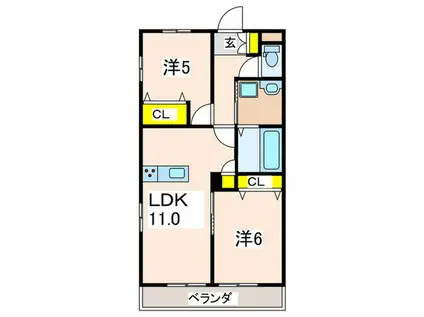 ENKYO GALA(2LDK/2階)の間取り写真