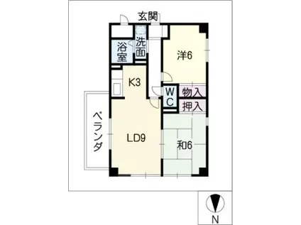 U-DINE赤城(2LDK/2階)の間取り写真