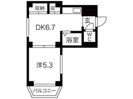 ヴェルテ月寒(1LDK/3階)の間取り写真