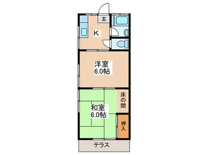久栄ハイツ(2K/1階)の間取り写真