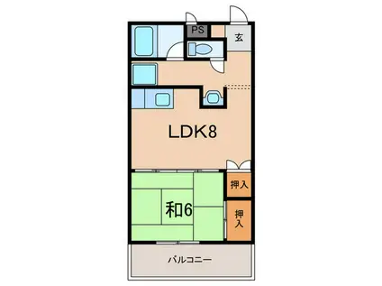 エクセル山本(1LDK/2階)の間取り写真