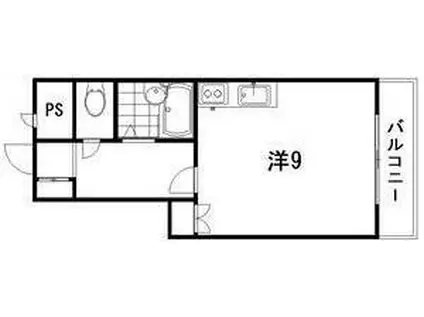 六本木ヒルズ17水車町(ワンルーム/4階)の間取り写真