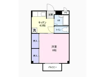 HAPPINESSS.O B(1K/1階)の間取り写真