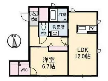 シャーメゾン木暮B(1LDK/1階)の間取り写真