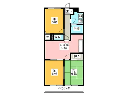 アステイオンII(3DK/1階)の間取り写真