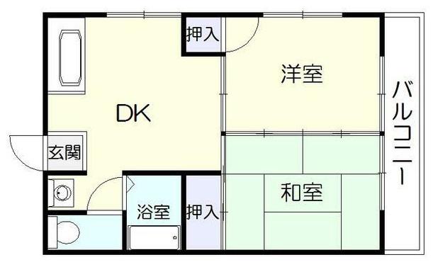 シャルルコーポ紫原(2DK/2階)の間取り写真